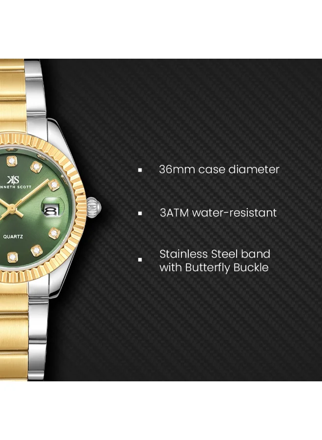 KENNETH SCOTT Women's Stainless Steel Analog Watch K23546-TBTG - 36 mm